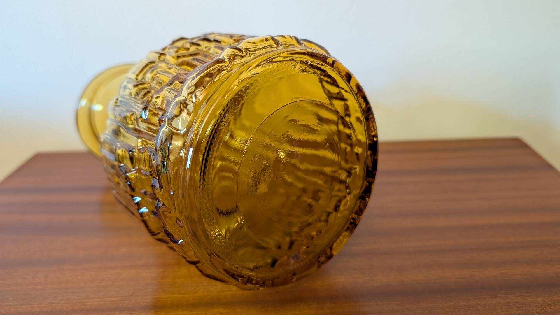 Italian pitcher textured amber glass 70's