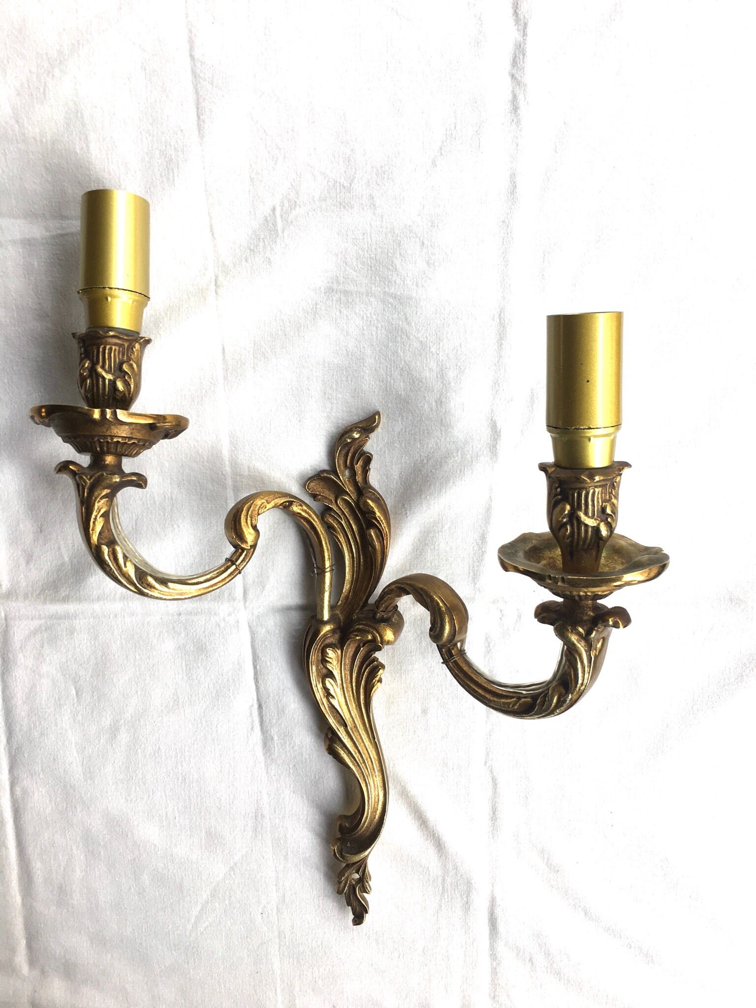 Pair of bronze wall lamps
