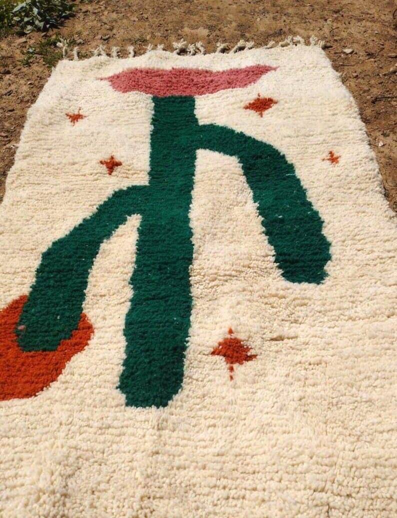 Handcrafted Beni Ouraine rug, size 200 x 300 cm, colorful patterns