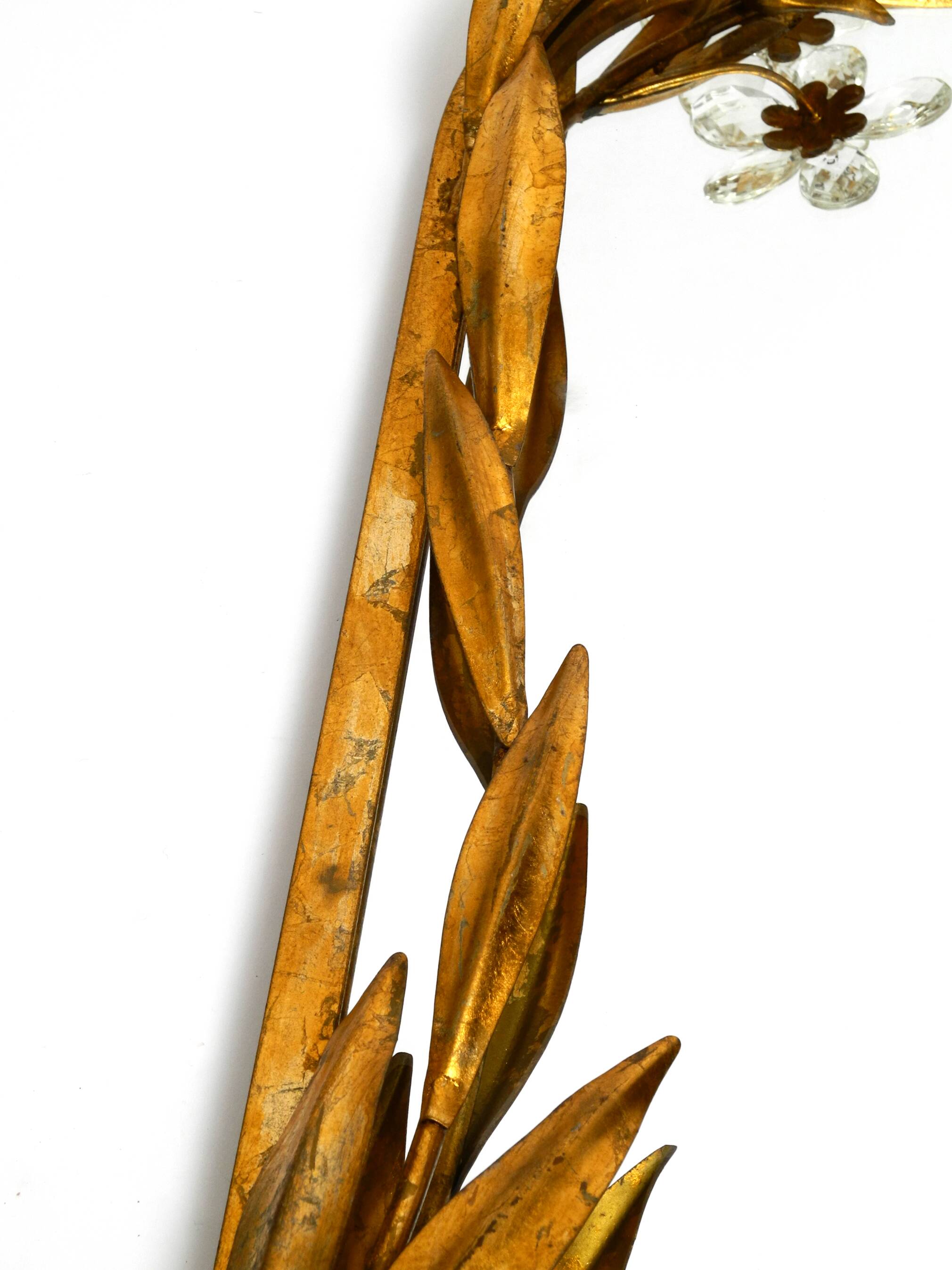 Metall wall mirror and matching shelf gold plated plated by Banci Firenze