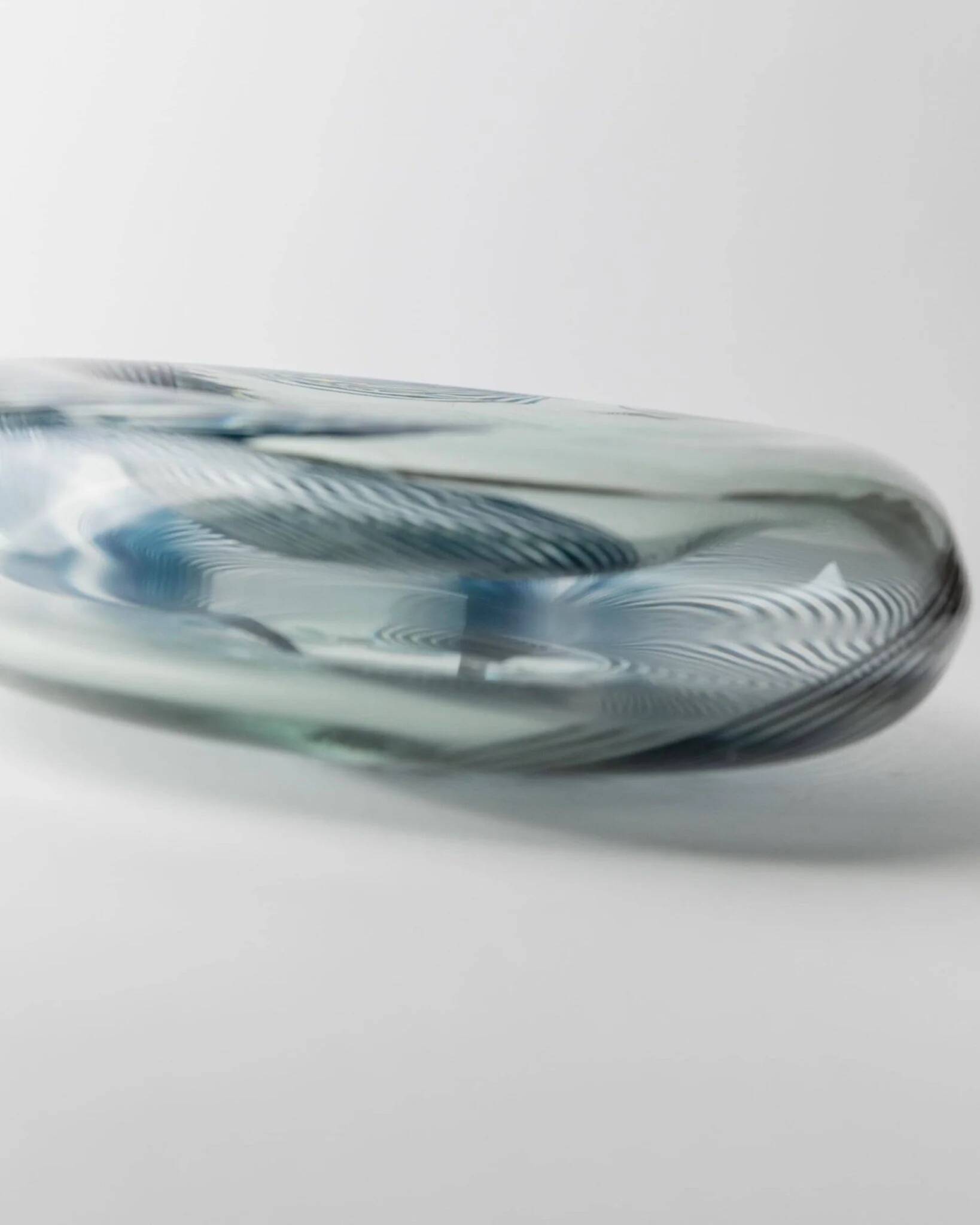 Blue Murano Glass Bowl with Filigree Twist - Vintage Italian Glass Art, 1970s, Table Decor