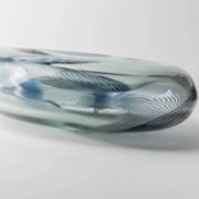 Blue Murano Glass Bowl with Filigree Twist - Vintage Italian Glass Art, 1970s, Table Decor