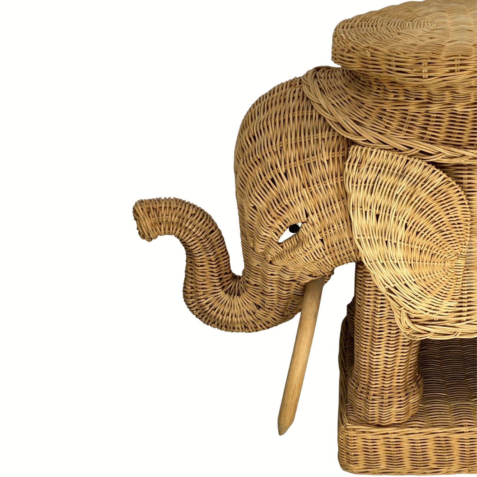 Rattan bamboo wicker elephant pedestal or side table, 1970s