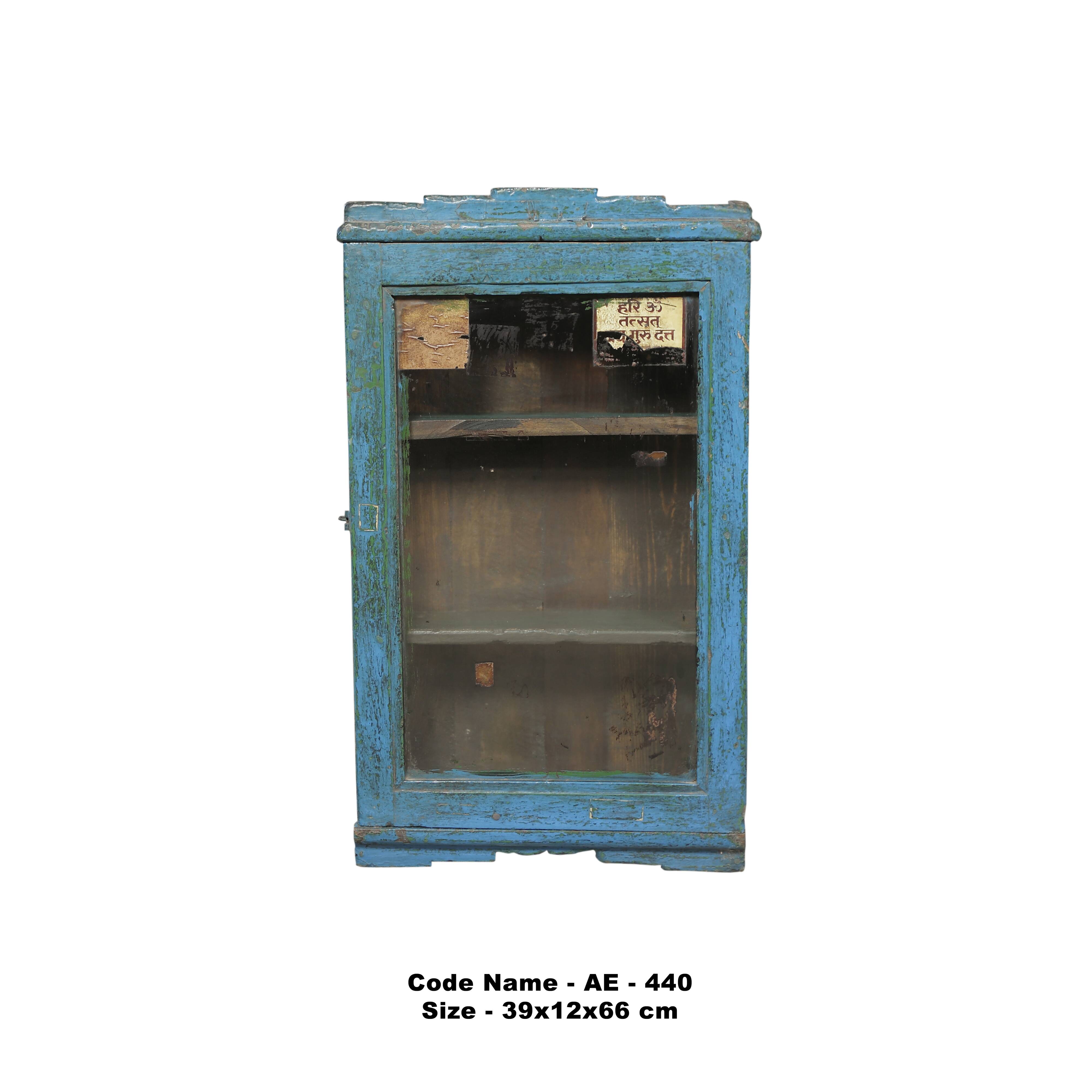 Vitrine en teck ancien (patine bleue)