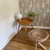 Tabouret en osier pieds croisés
