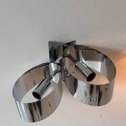 Pair of vintage wall lights, chrome metal, France 1970