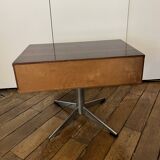 Vintage rosewood bedside table – 1970s – Chrome metal base