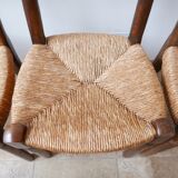 Set of 14 mid-century french rush farmhouse dining chairs