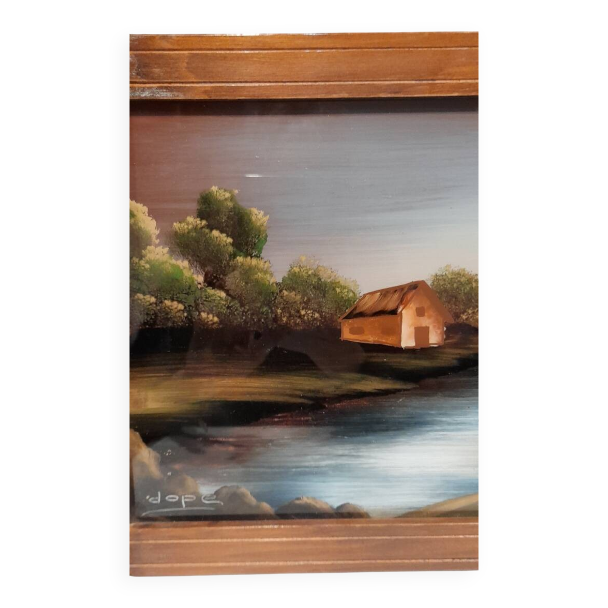 Painted wooden tray. Art Deco, signed Dope