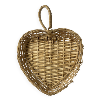Old heart-shaped rattan basket.