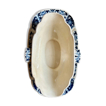 Blue ironstone sauce boat, "Blue Ibis" service no. 1.