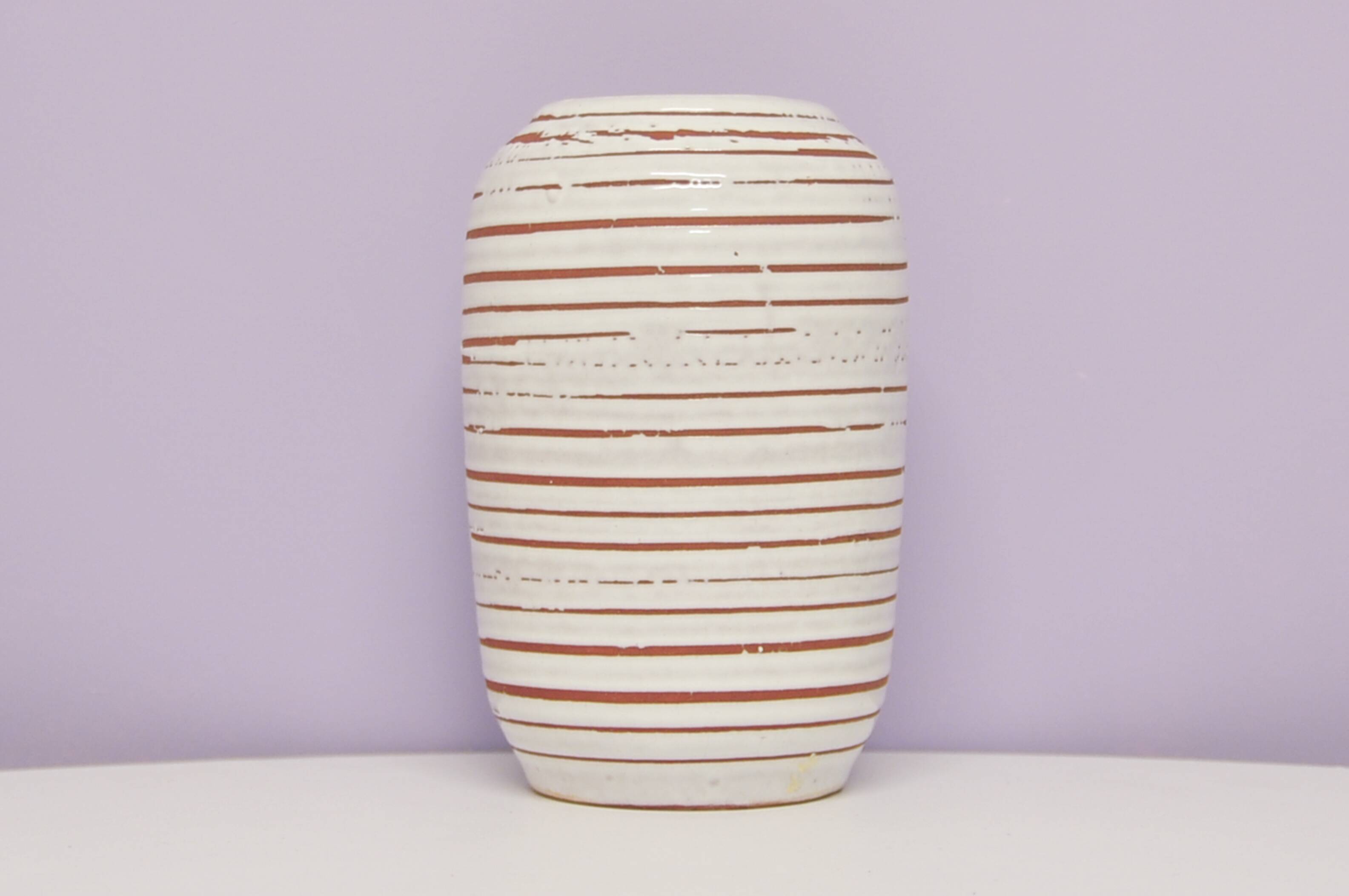 Vintage striped white geometric west germany vase scheurich