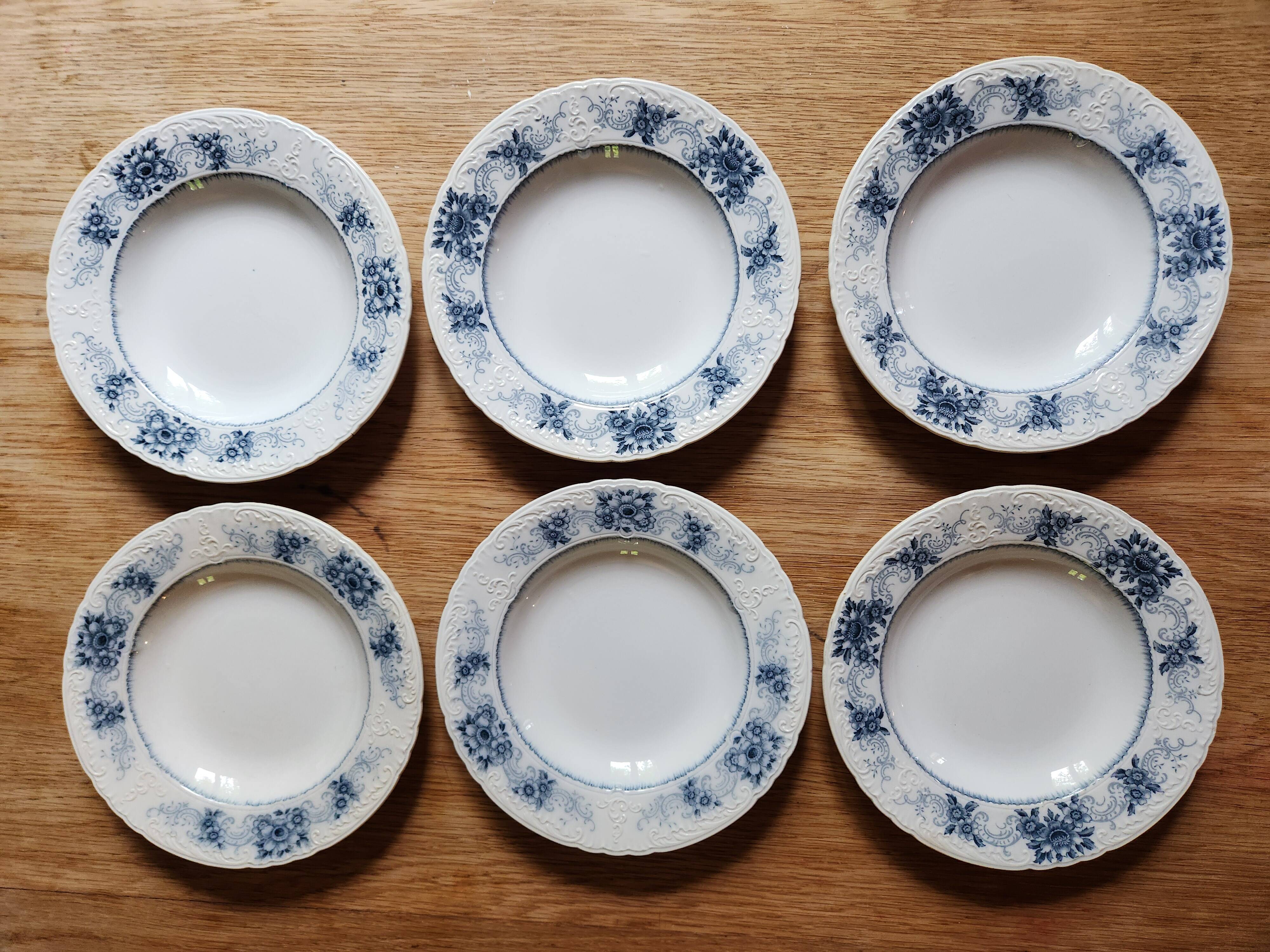 Deep plates x 6 from the French manufacturer Sarreguemines, Aïda collection. Old and rare