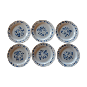 Lot de 6 assiettes dessert opaline vintage