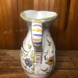 Old moustiers white ceramic pitcher vintage painted decor
