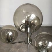 Chrome and glass floor lamp in mid-century German space style by Hustadt Leuchten, 1960s.