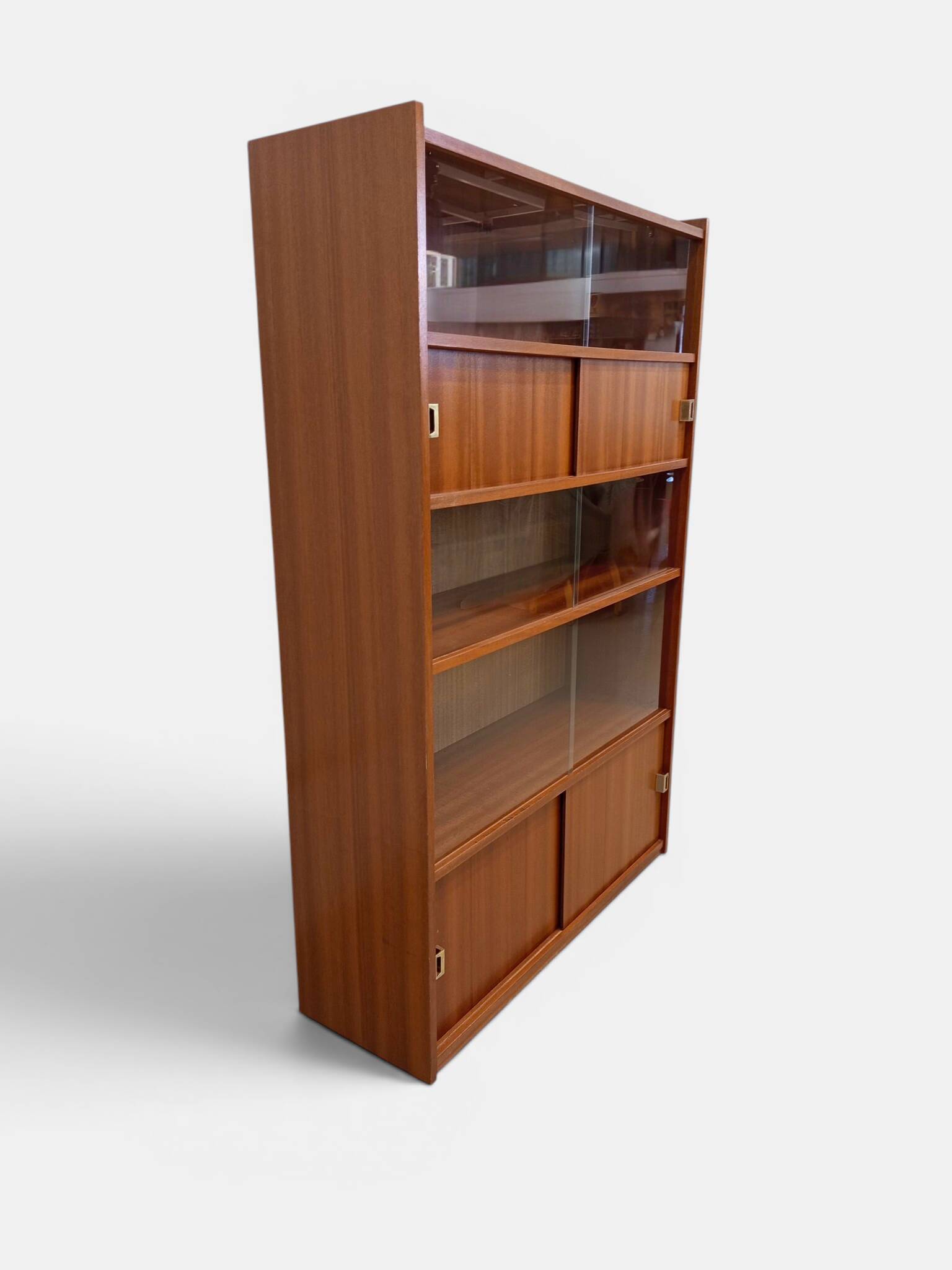Vintage display library 60/70 Sliding door shelf
