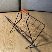 Vintage red and black scoubidou magazine rack, 1950s/60s
