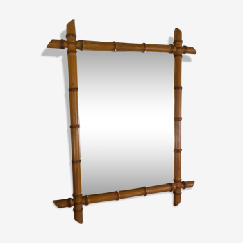 Miroir bambou années 50 - 60x45cm