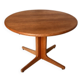 Extendable round mid-century teak dining table