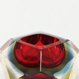 Cendrier rouge et bleu de Flavio Poli pour Seguso en verre de Murano 1960