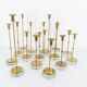 Set of 15 Scandinavian candle holders in brass and glass, Gunnar Ander, Ystad Met