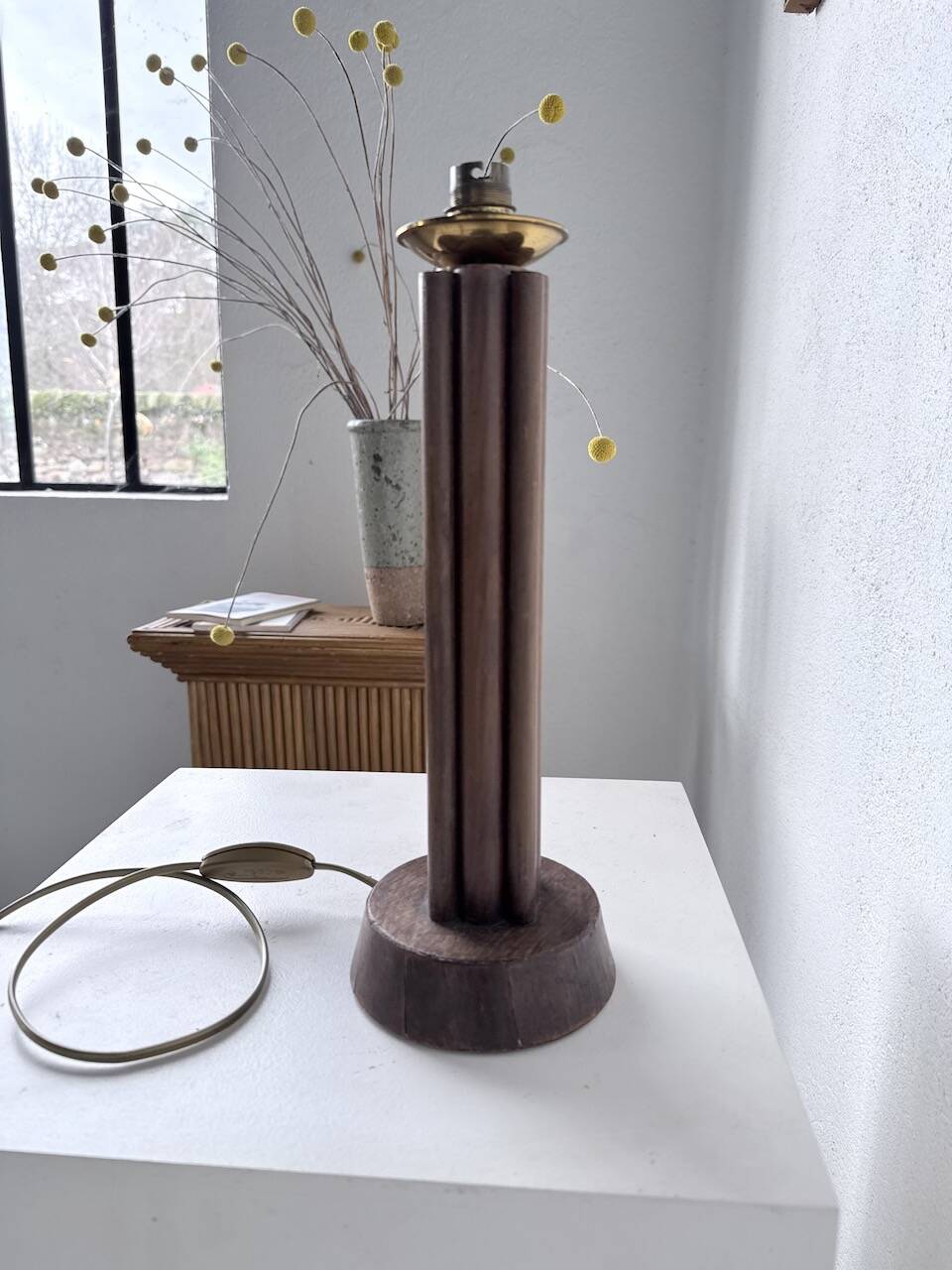 1940s Art Deco oak desk lamp