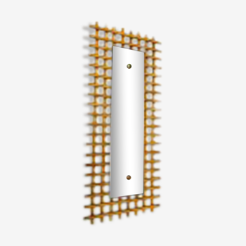 Rectangular rattan mirror 67x23cm