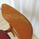 Vintage Beech Wood Dining Chair: Red Faux Leather, Made in Yugoslavia