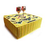 Turkish yellow floor sofa table, bohemian pouf