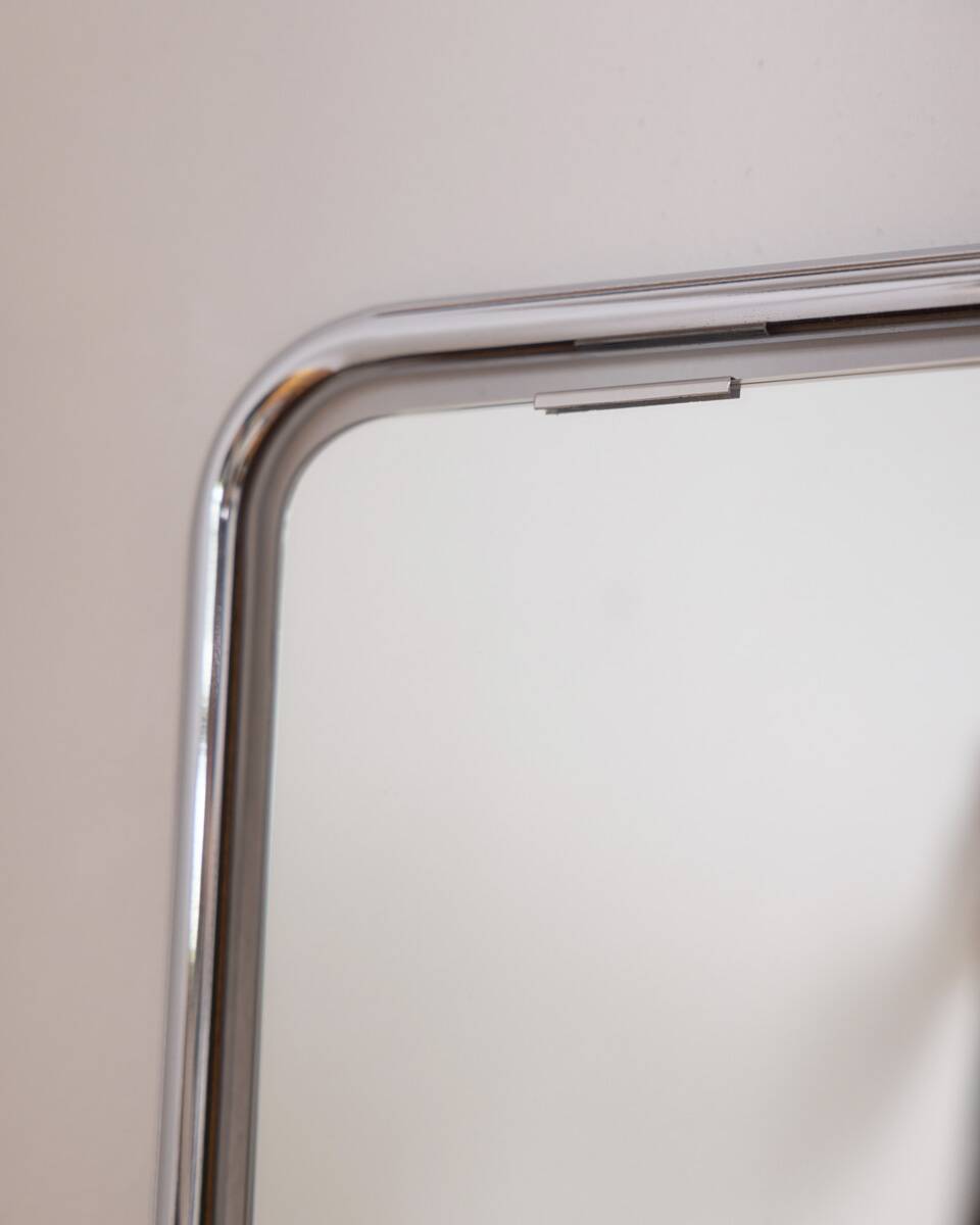 Vintage Italian Chrome Metal Wall Mirror, 1970s
