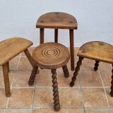 Set of four rustic solid wood plant holders, 31 to 43 cm
