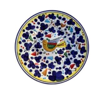 Plate 20cm bird flowers navy blue
