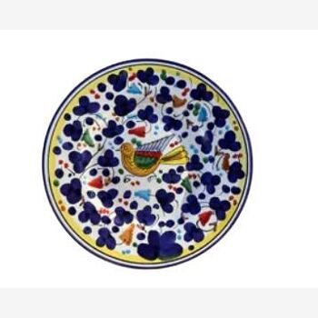 Assiette 20cm oiseau fleurs bleu marine