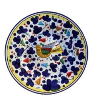 Assiette 20cm oiseau fleurs bleu marine