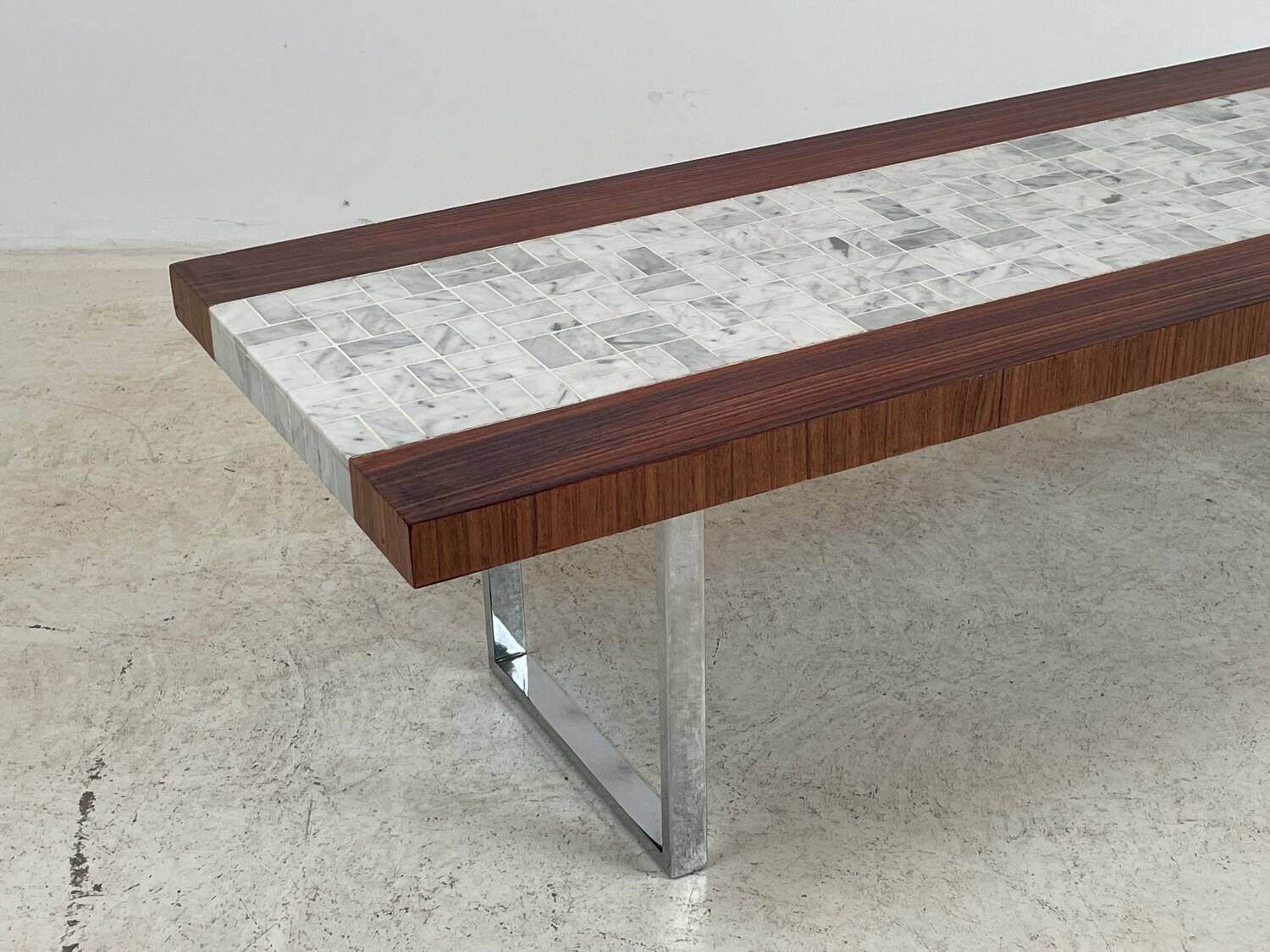 "SEM" coffee table in marble and rosewood 1970