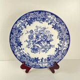 Set of 8 blue earthenware dinner plates with floral and bird decoration, 20th century