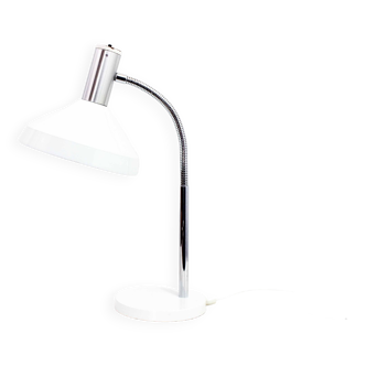 Desk lamp in white metal and chrome