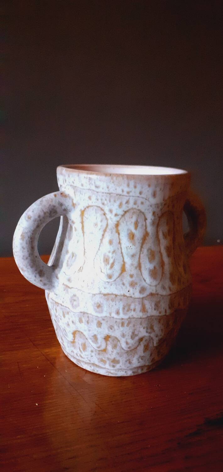 Ceramic vase with handles from the 50s signed Jean Austruy