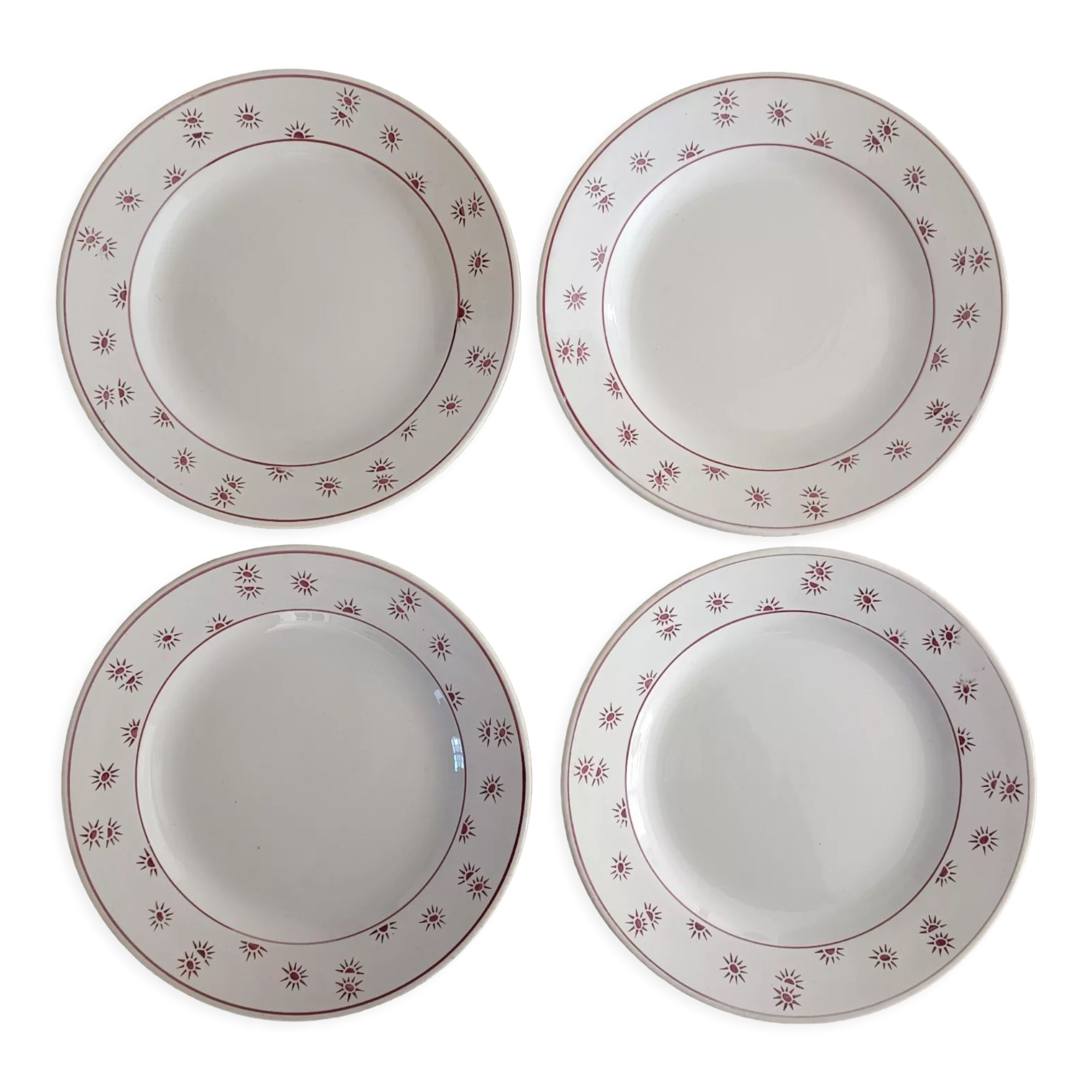 Set of 4 plates iron earth Digoin Sarreguemines