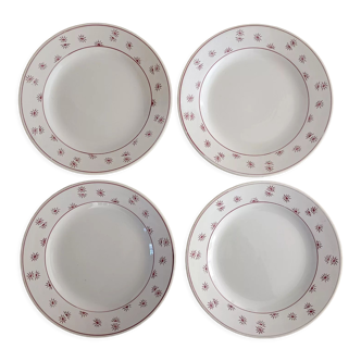 Lot de 4 assiettes terre de fer Digoin Sarreguemines