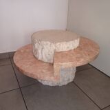 Round coffee table in fossil or mactan stone by Magnussen Ponte 1980