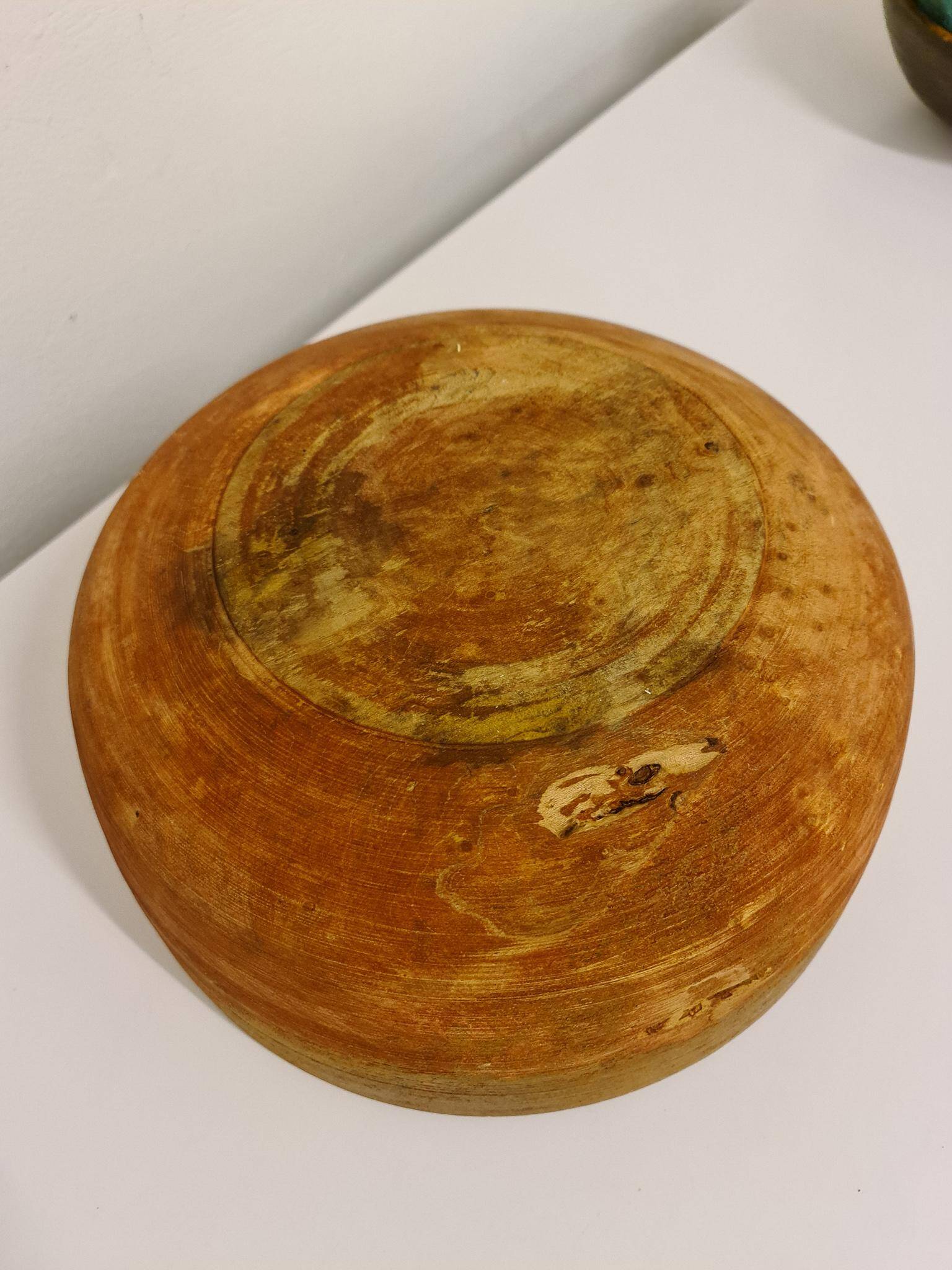 Swedish folk art, large unique agricultural bowl from the early 19th century in painted wood.
