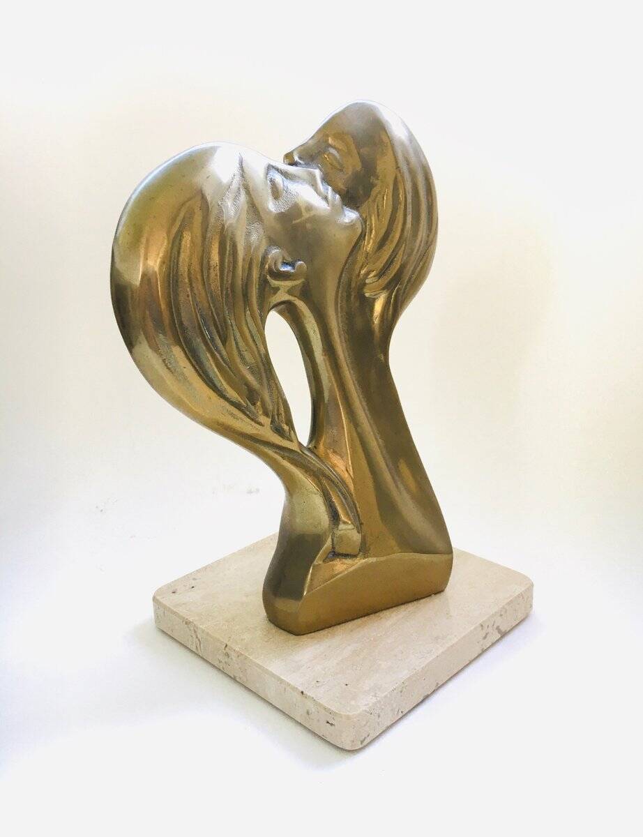 Brass Intertwined Male & Female Statue, 1970s