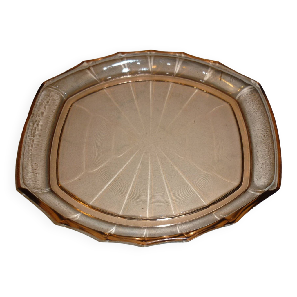 Clear pink glass serving dish | Selency