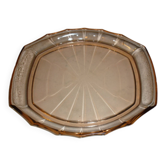 Clear pink glass serving dish