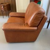 Fauteuil chauffeuse cuir années 80