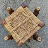 3 tabourets indiens en bois et cordes
