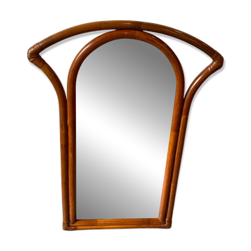 Arched mirror in rattan and bamboo from the 60s