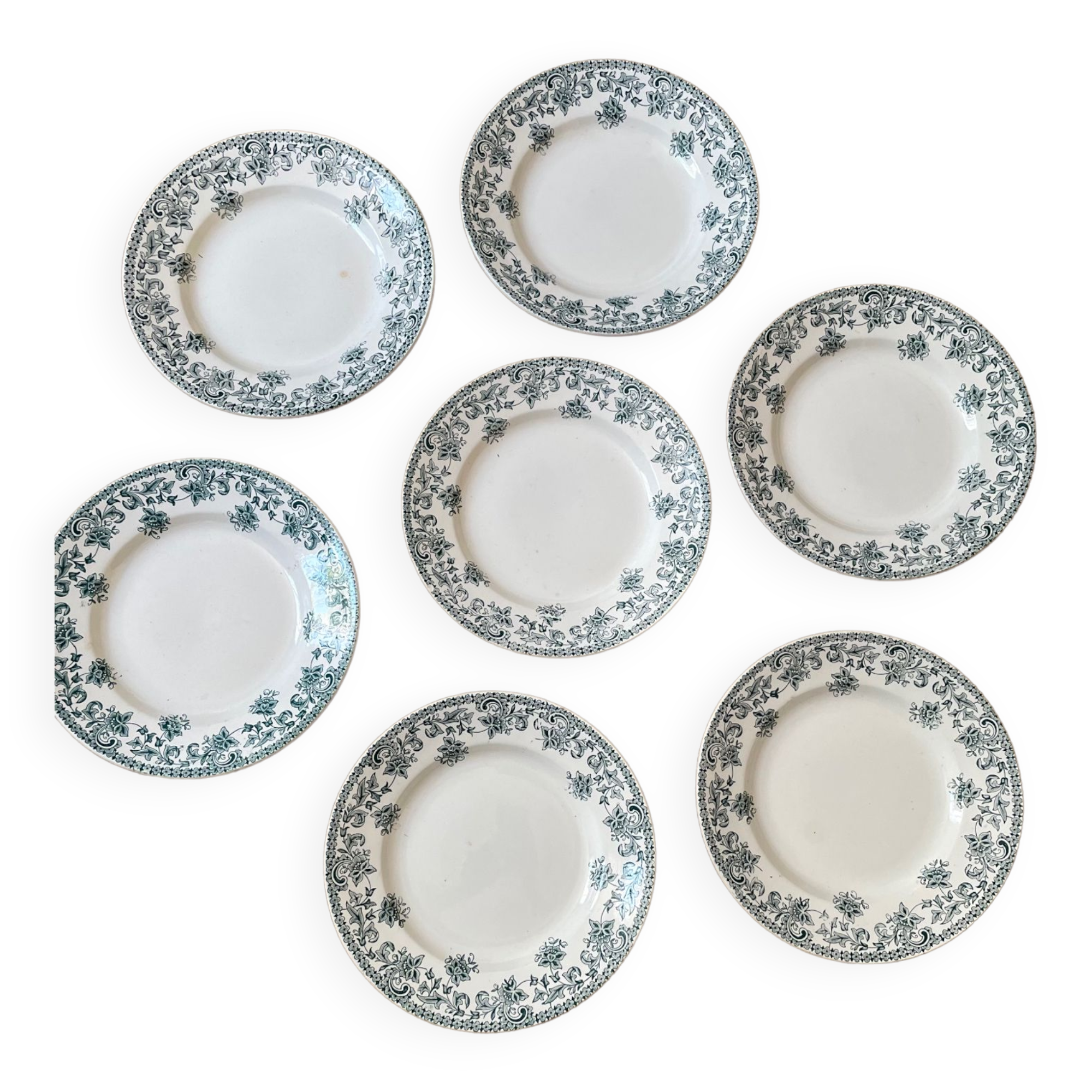 Flat faience plates from saint amand and hamage